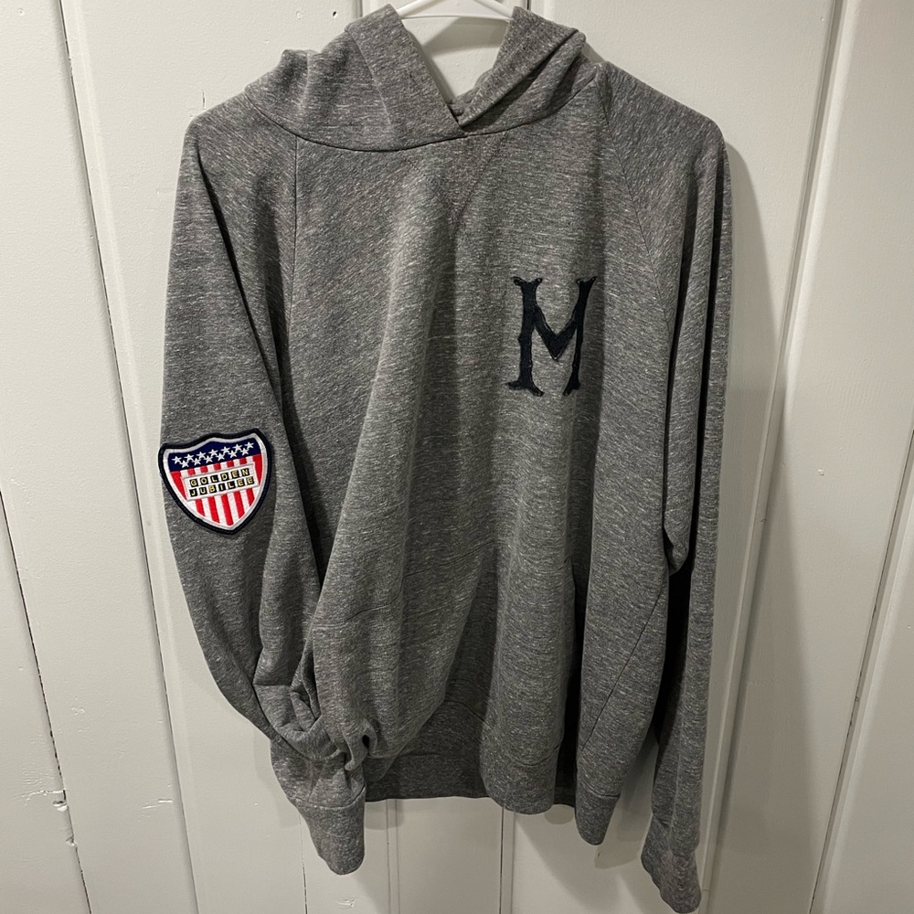 Ebbets Field Flannels Hooded Sweatshirt Grey Medium USA Made Minneapolis Millers